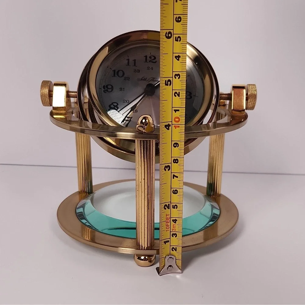 Vintage Seth Thomas Brass Gimbal Schooner Desk Clock Model 1044 - WORKING!